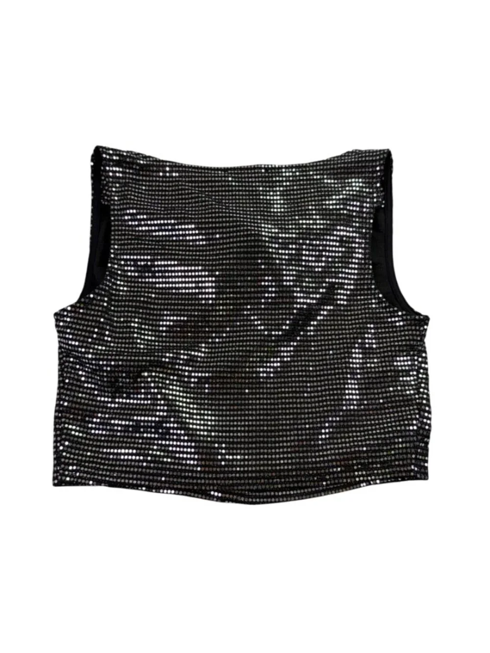 Sincerely Jules Womens Silver Lurex Sequined Crop Top & Skirt Set Size S